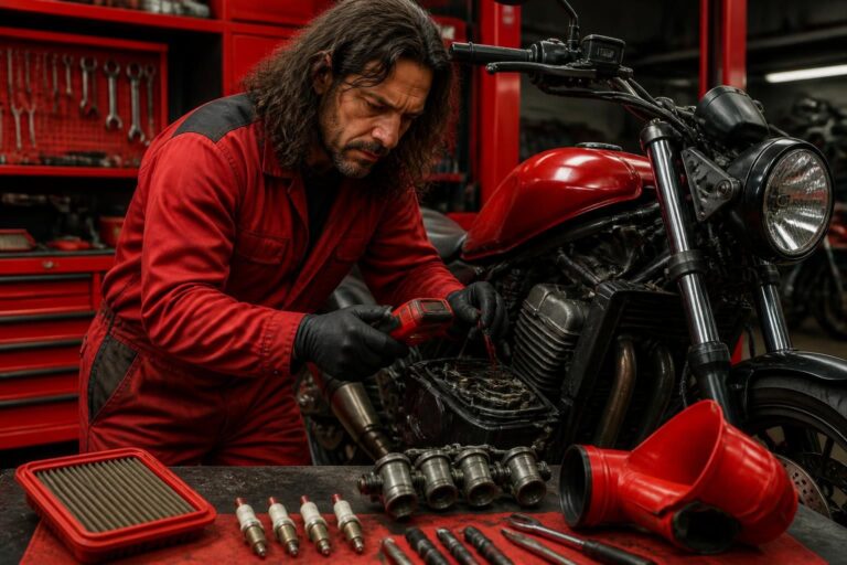 découvrez comment diagnostiquer les problèmes de moteur d'une moto qui broute en vérifiant les bougies, le filtre à air, l'injection et les prises d'air pour optimiser ses performances.